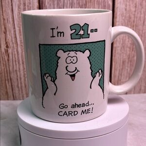 1998 Shoebox Greetings  21'st Birthday Mug with Cartoon Design